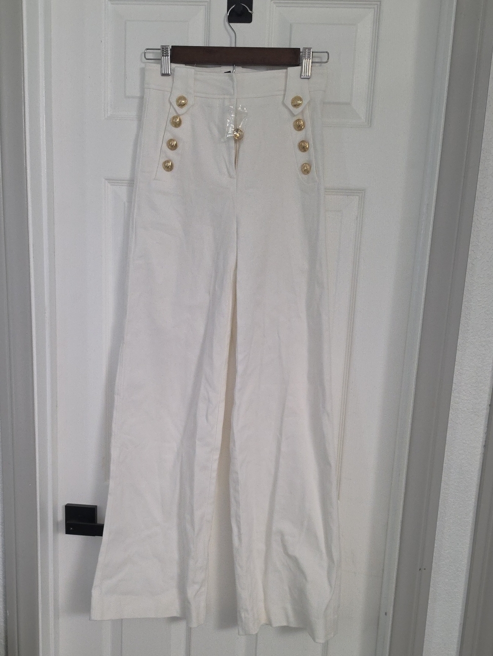 Vici High-Waist Wide Leg Sailor Pants in White